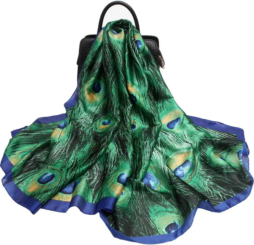 Silk Feeling Scarf Large Headscarf Fashion Sunscreen Hair Wraps Soft Neck Scarves for Women
