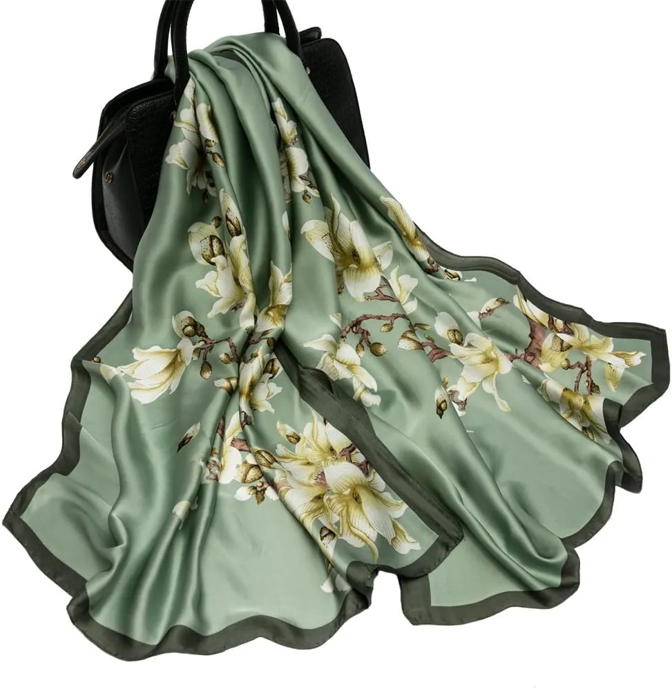 Silk Feeling Scarf Large Headscarf Fashion Sunscreen Hair Wraps Soft Neck Scarves for Women
