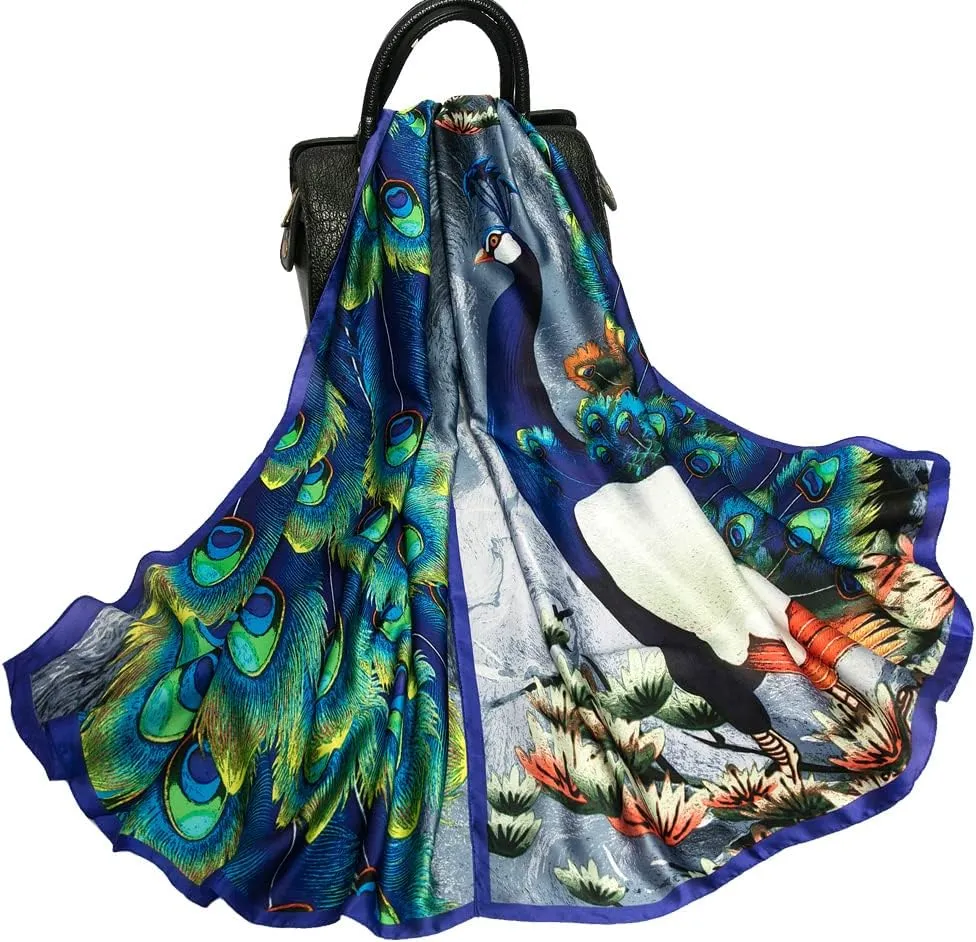 Silk Feeling Scarf Large Headscarf Fashion Sunscreen Hair Wraps Soft Neck Scarves for Women
