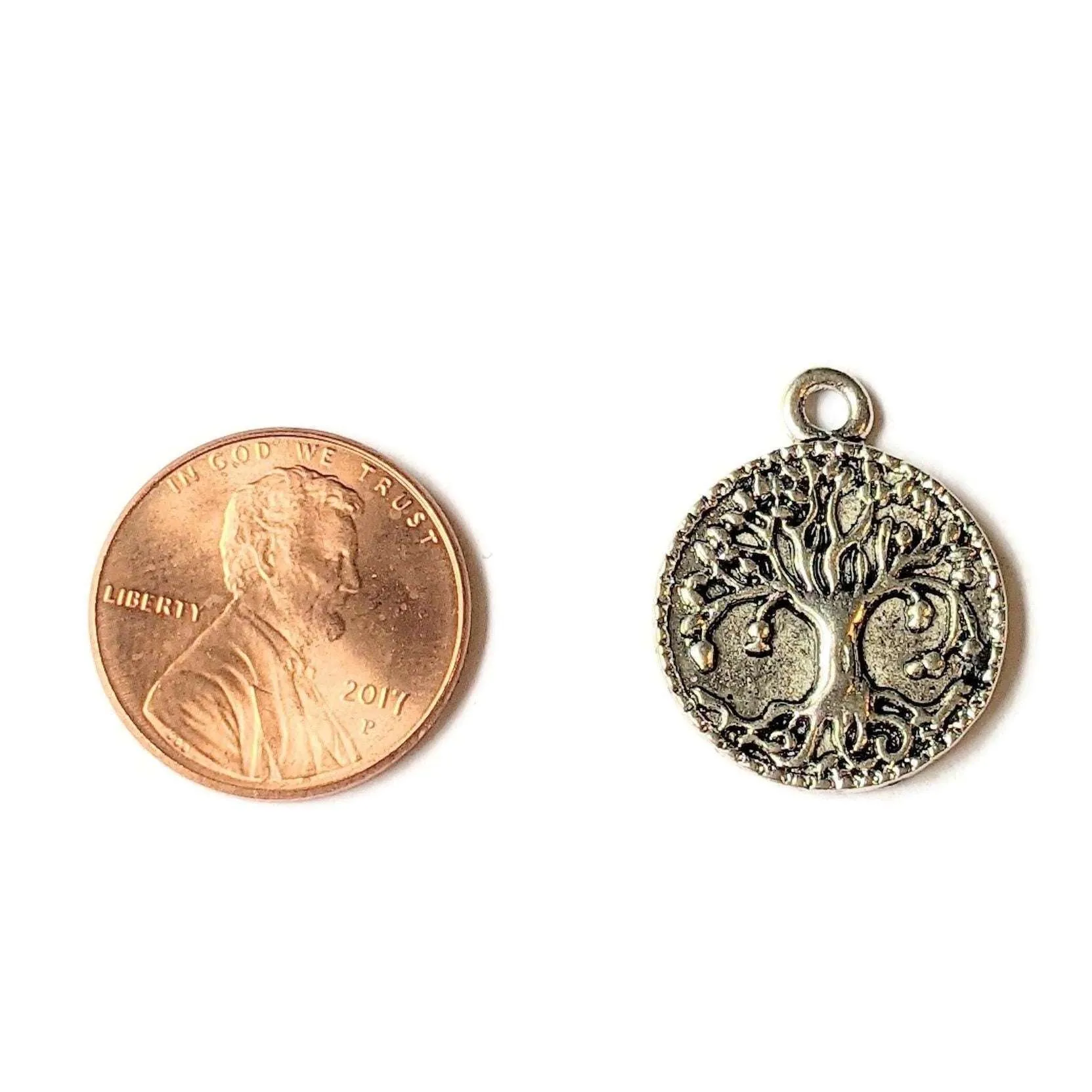 Silver Tree of Life Disc Charm IV