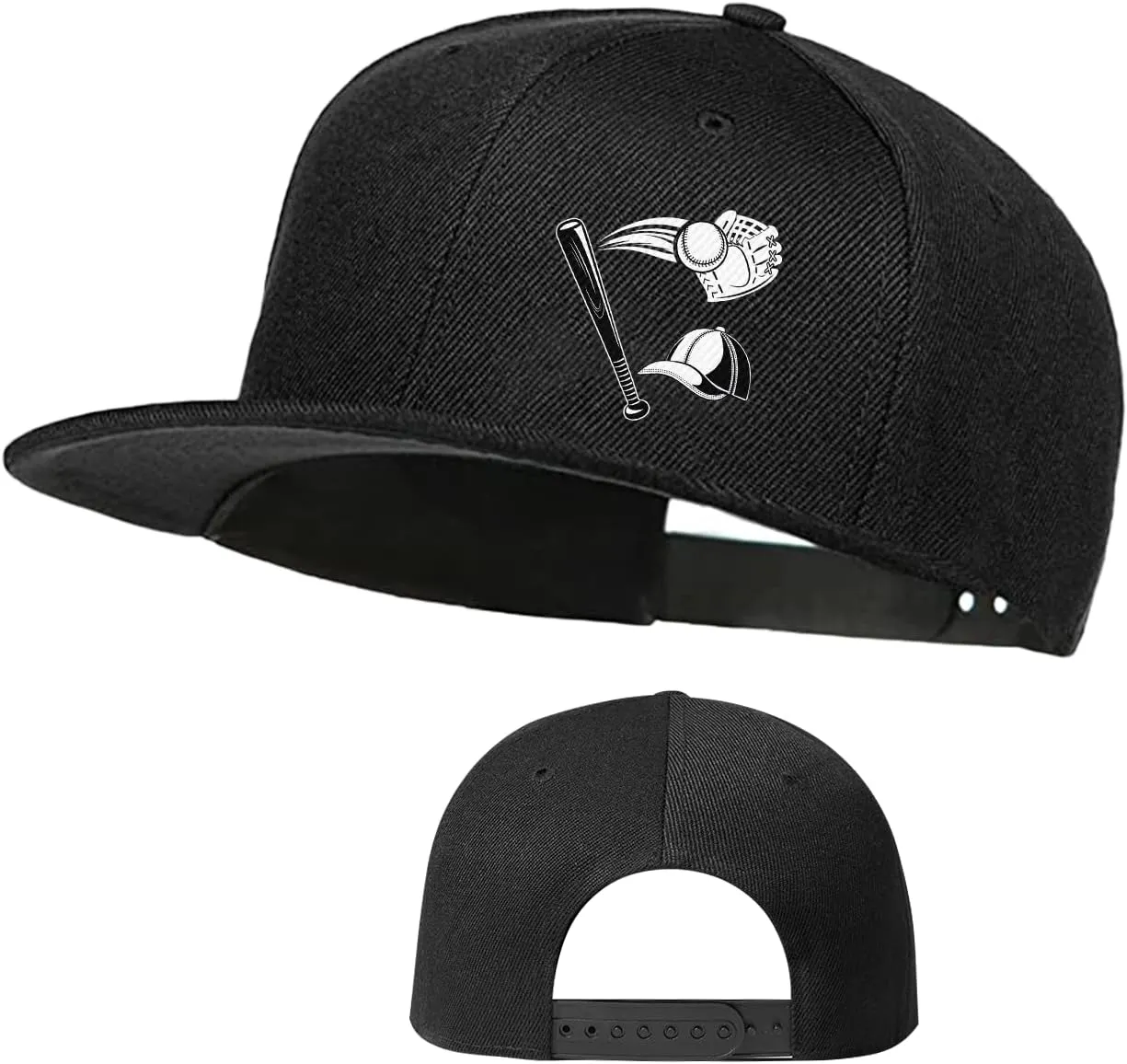 Skull Hat Flat Bill Hats for Men Boys Skeleton Cap USA American Flag Black Mens Snapback Hats Flat Brim Snap Backpack