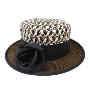 Small Brim Two Tone Boater Hat - Karen Keith