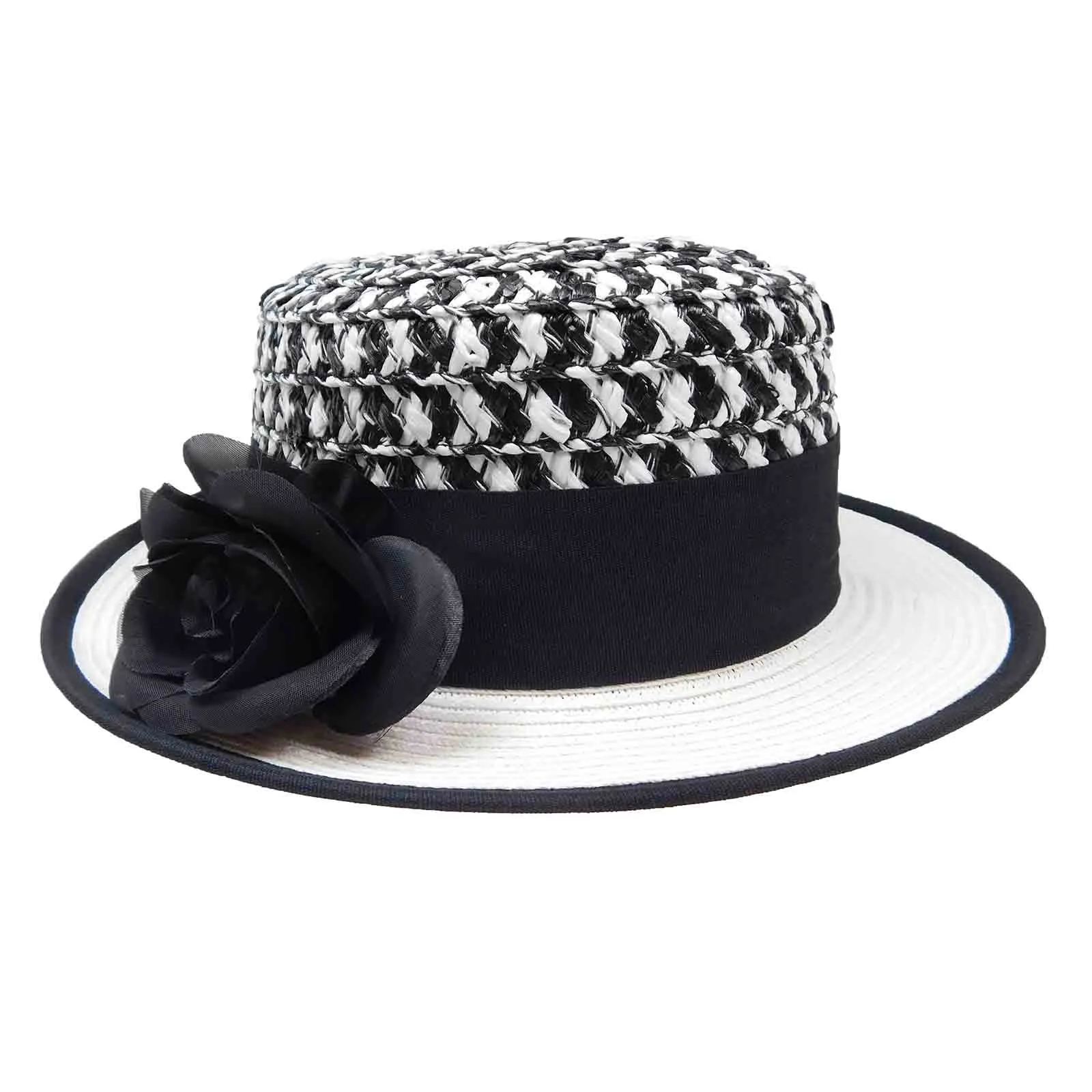 Small Brim Two Tone Boater Hat - Karen Keith