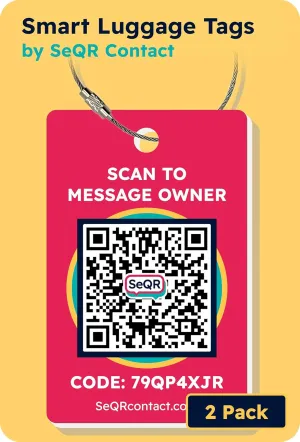 Smart Luggage Tags | Privacy QR Code Luggage Tag Keeps Personal info Private | Customizable Travel Suitcase Tags for Women Men | Use with GPS Bag Locator Tracking, Air Tag for Android or iOS