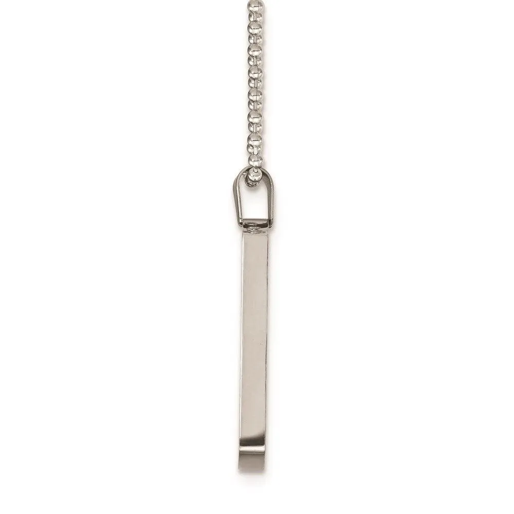 Stainless Steel Brushed & Polished Rounded Edge 4mm Thick Dog Tag Necklace