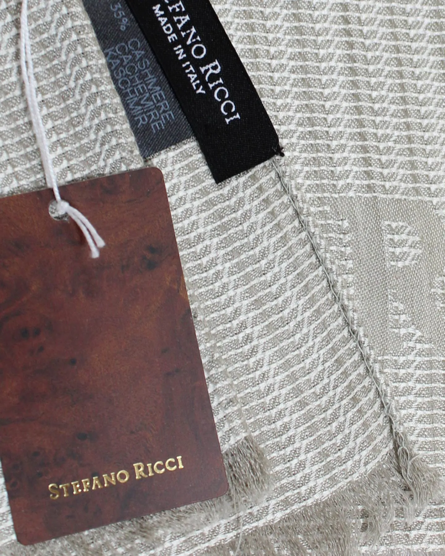 Stefano Ricci Scarf Gray White Pattern - Luxury Cashmere Silk Shawl SALE