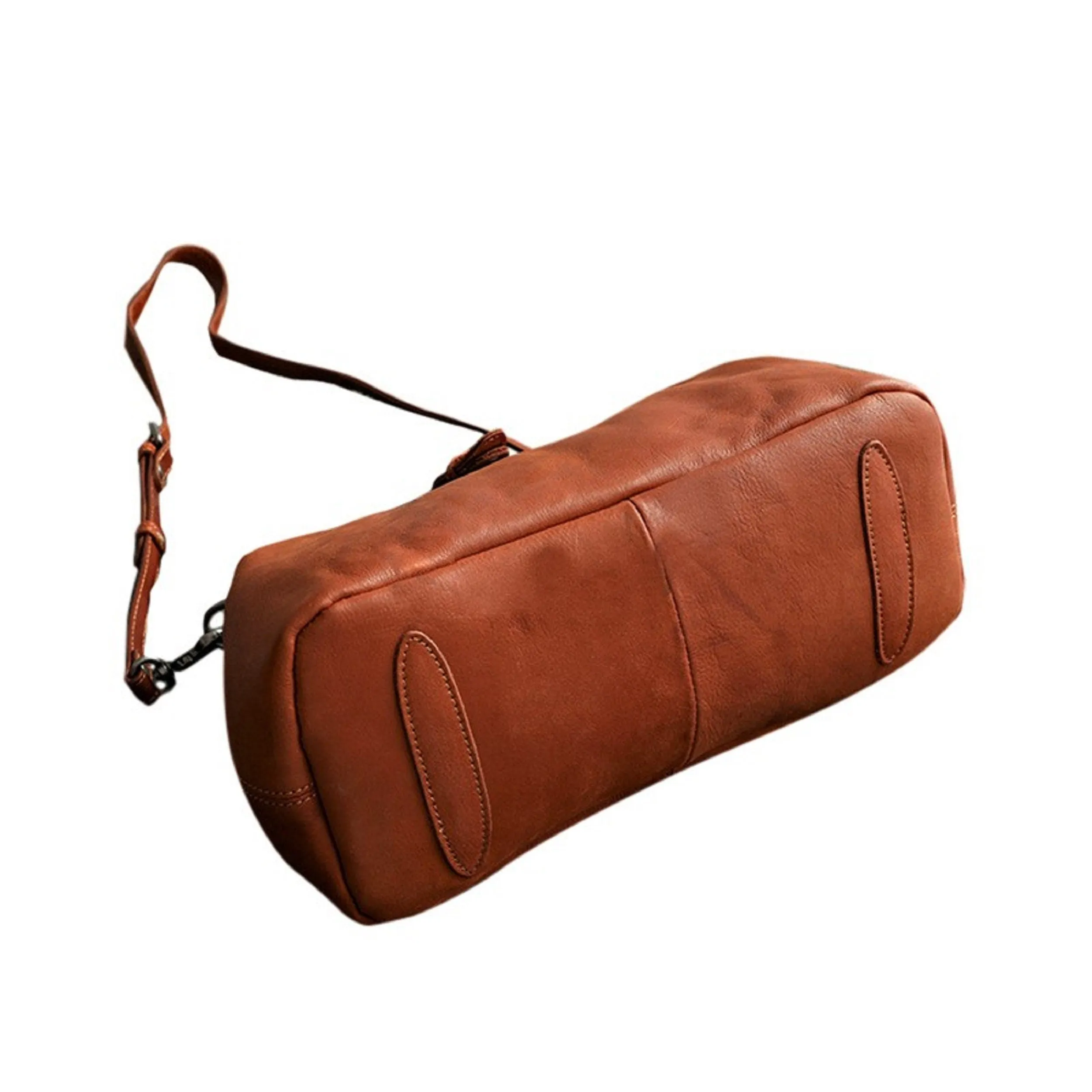 Tan Doctor Bag Leather Handbag Crossbody Purse For Women