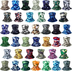 Tarpop 40pcs Neck Gaiter Face Mask Men Women, Seamless Bandana Rave Face Cover Scarf Mask, Balaclava, Headband, Head Wrap, Headwear, Sport
