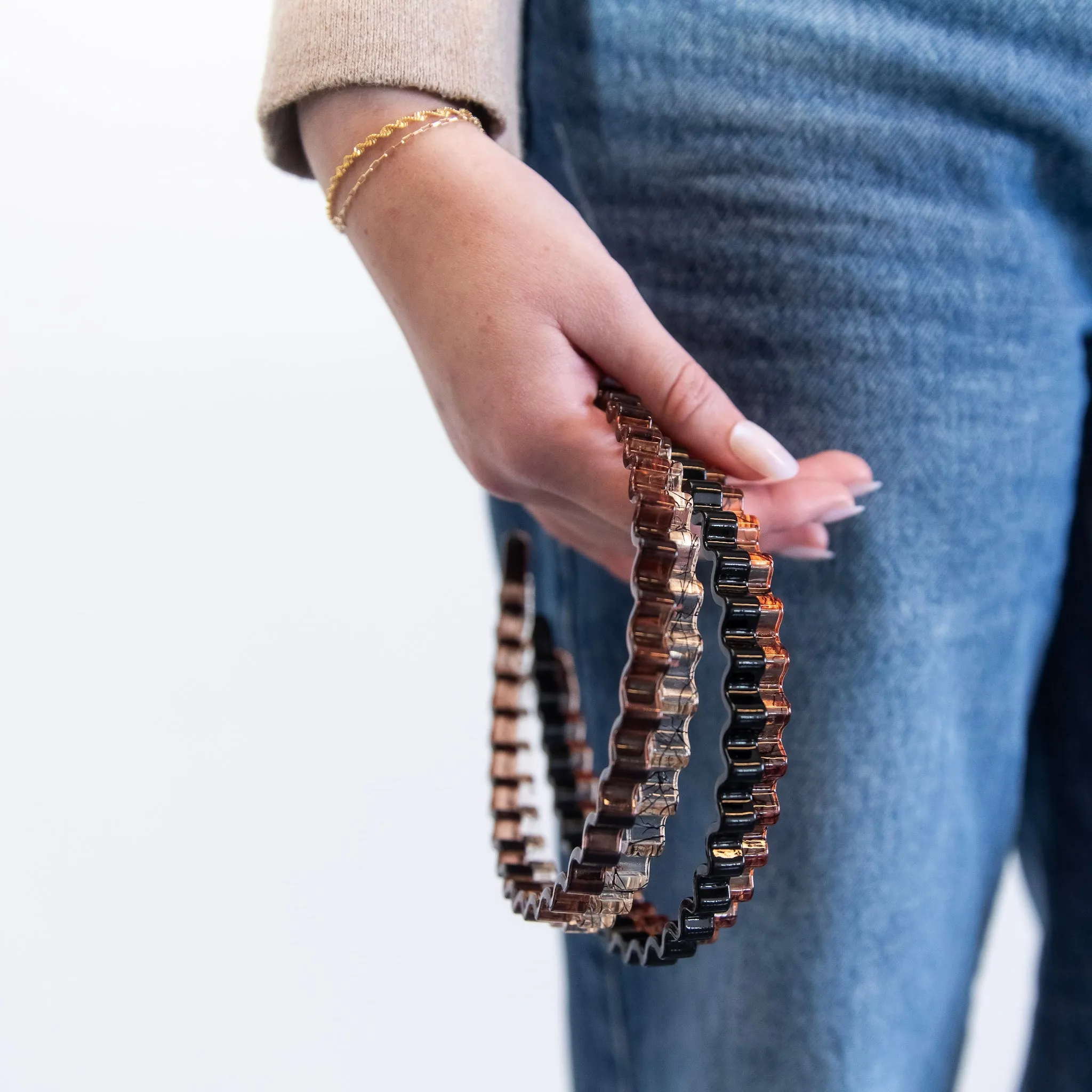 Thin Wavy Headband Set - Brown Shades