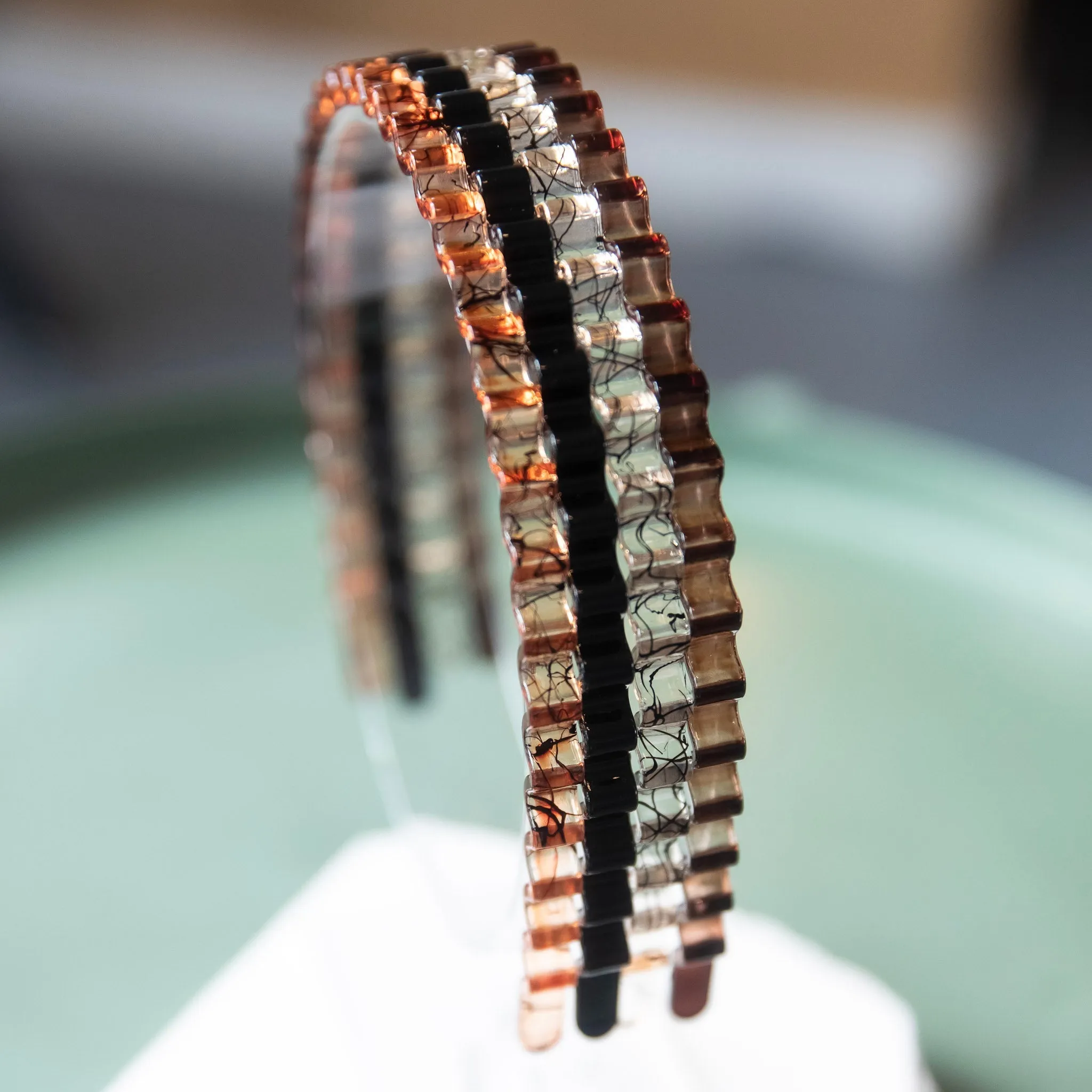 Thin Wavy Headband Set - Brown Shades