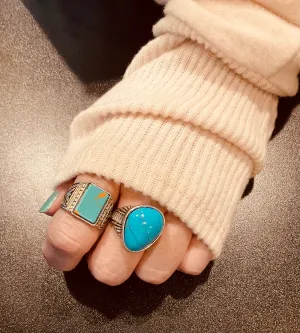 Turquoise Bead Statement Rings
