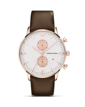 Two Tone Brown Leather Strap Watch