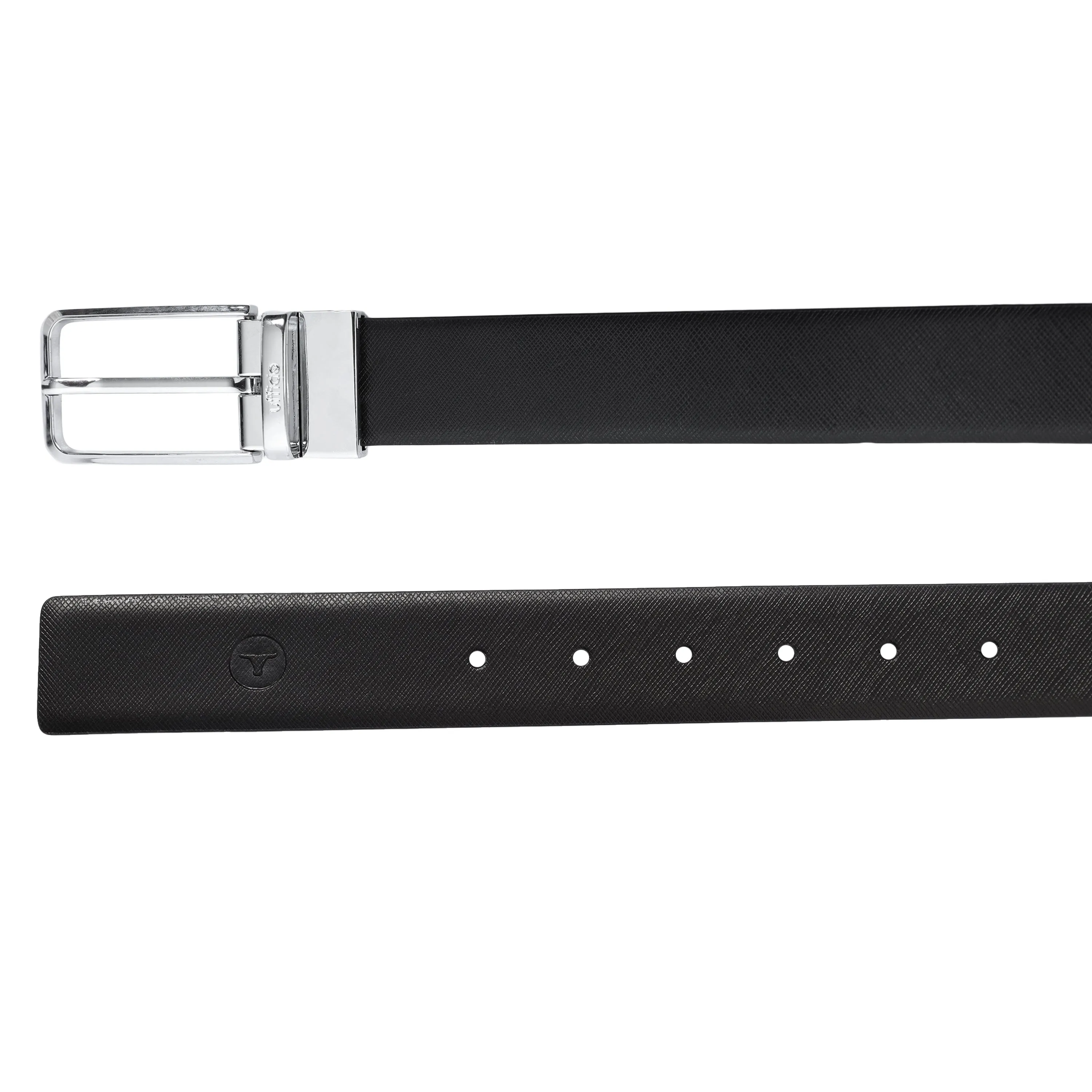Ufficio Men's Reversible Saffiano Leather Belt (Formal, Blue/Black)