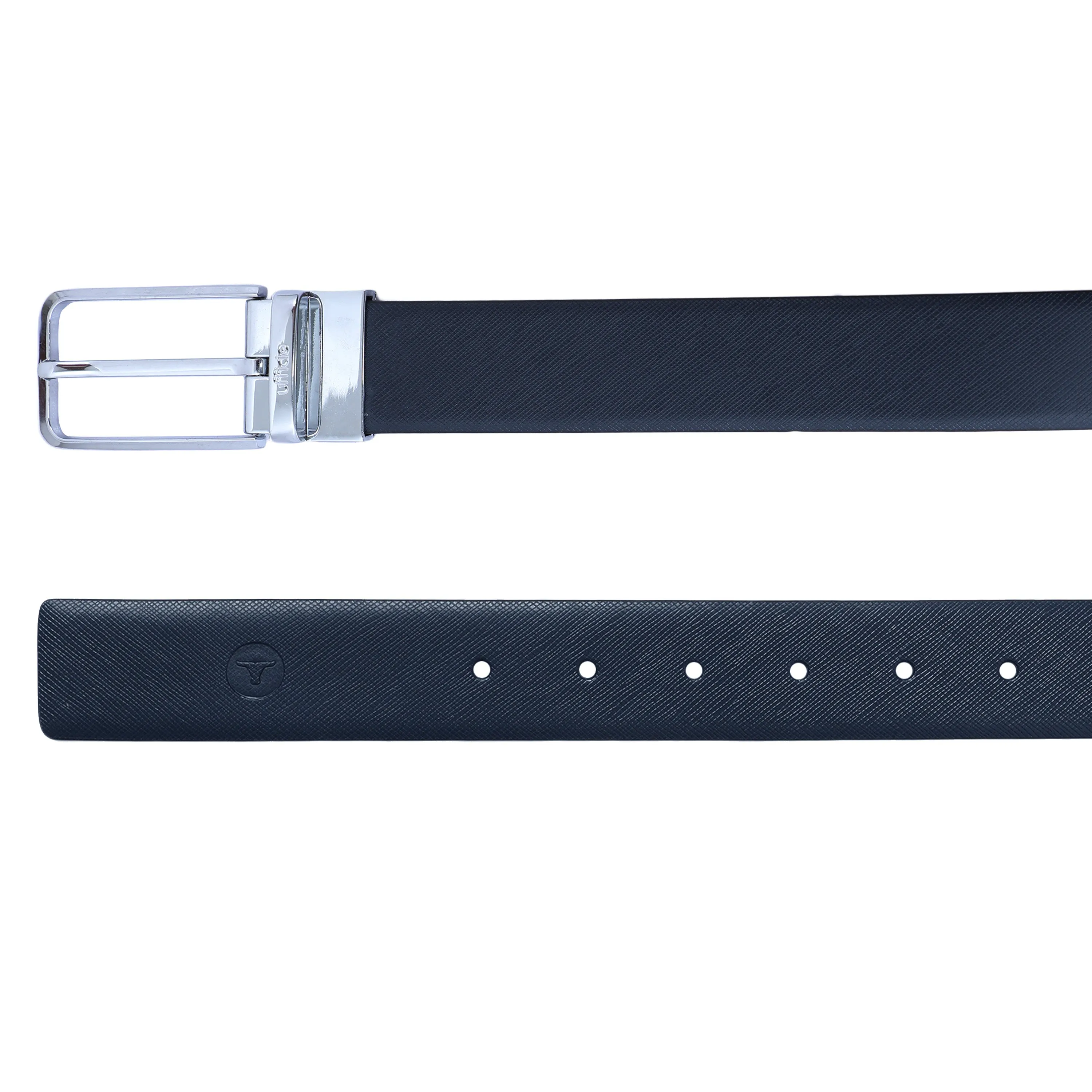 Ufficio Men's Reversible Saffiano Leather Belt (Formal, Blue/Black)