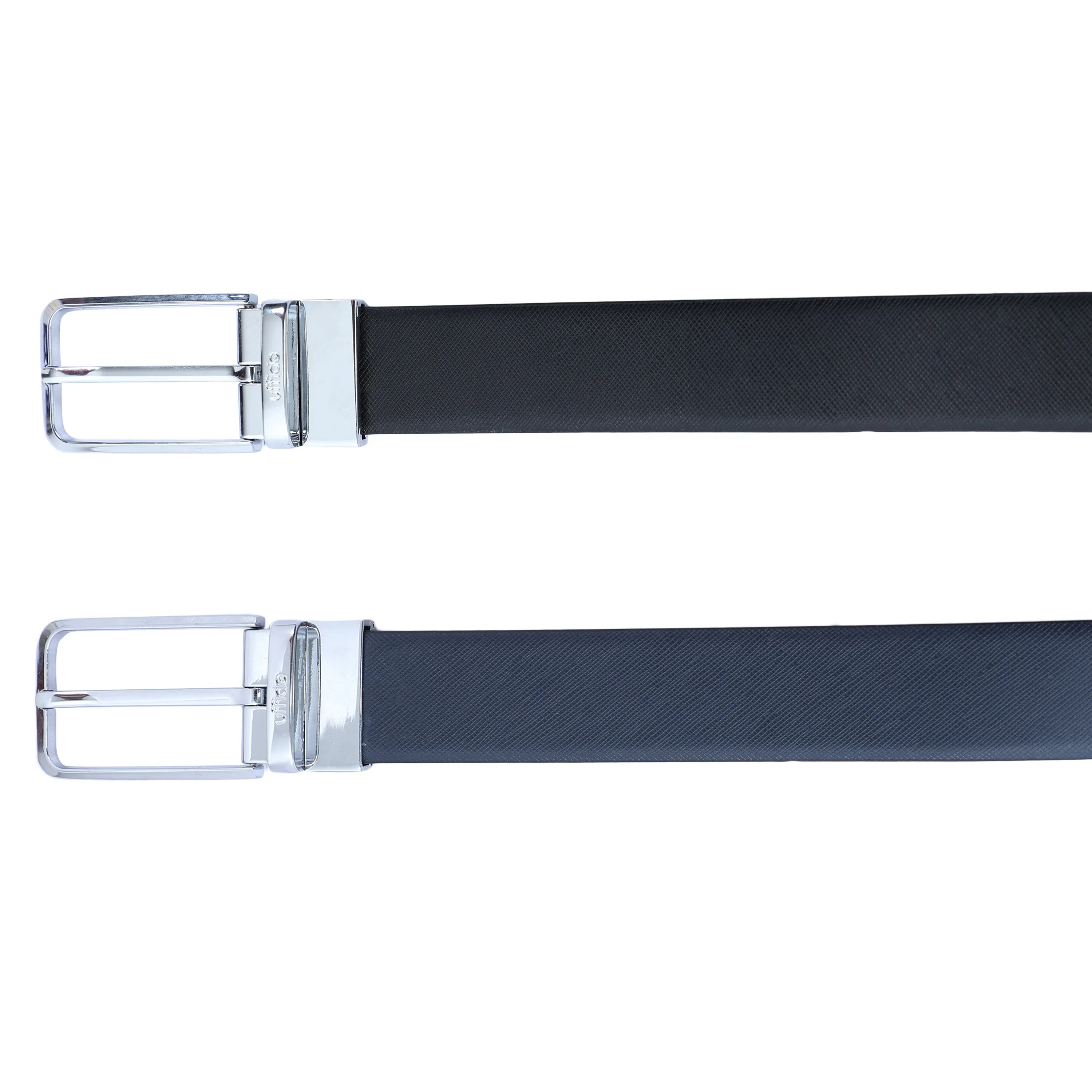 Ufficio Men's Reversible Saffiano Leather Belt (Formal, Blue/Black)