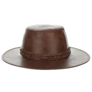 Vegan Leather Flat Brim Boater - Scala Hats
