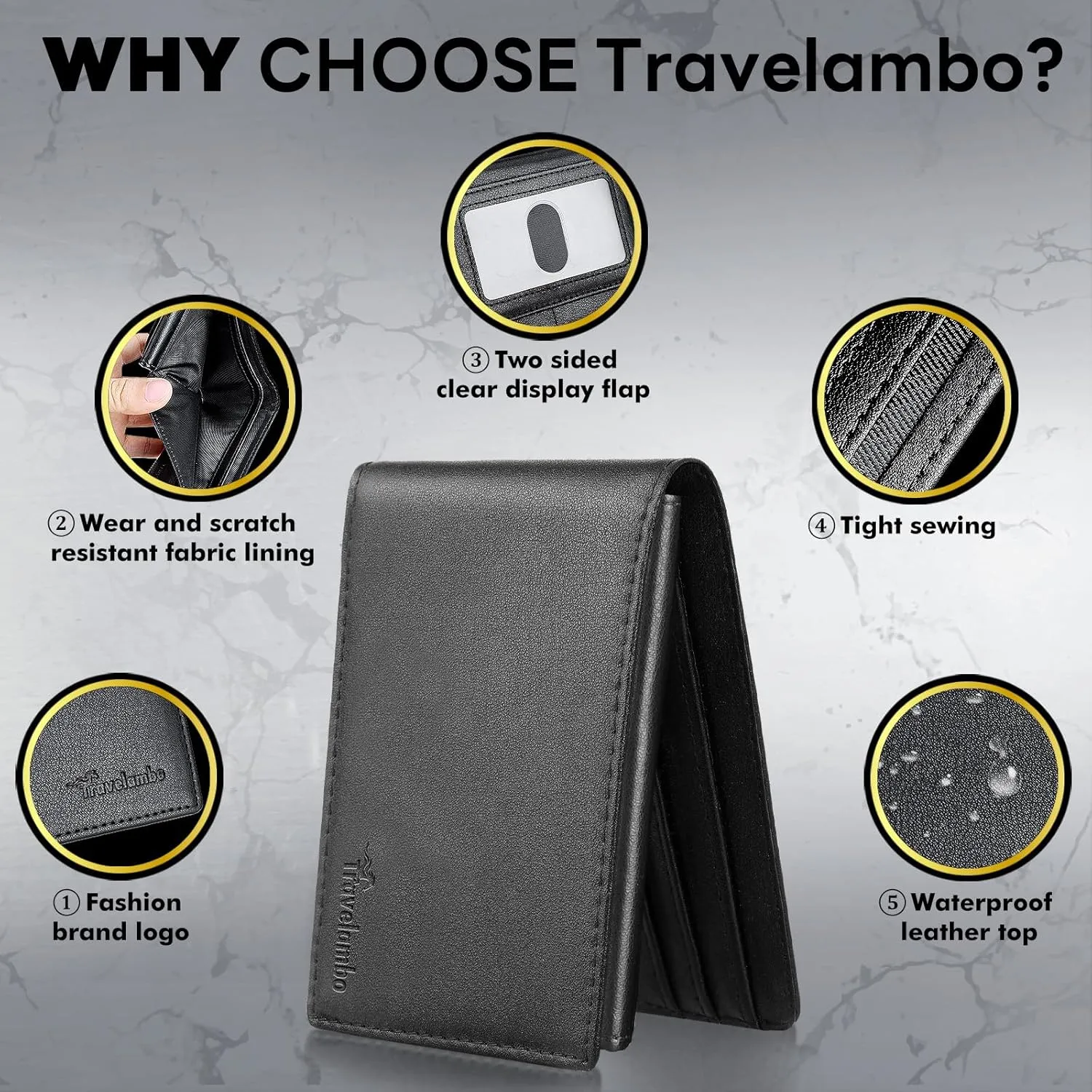 Wallet for Men, Premium Classic Mens Wallet Minimalist Slim Bifold Wallet, RFID Blocking Wallet with 10 Credit Card, 2 ID Window and 2 Cash Slots, Leather Compact Wallet, Front Pocket Card Holder