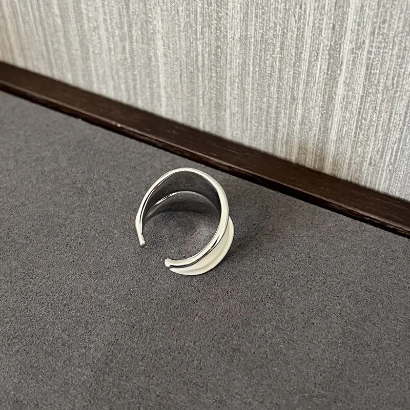 White Enamel Scroll Leaf Wide Open Ring