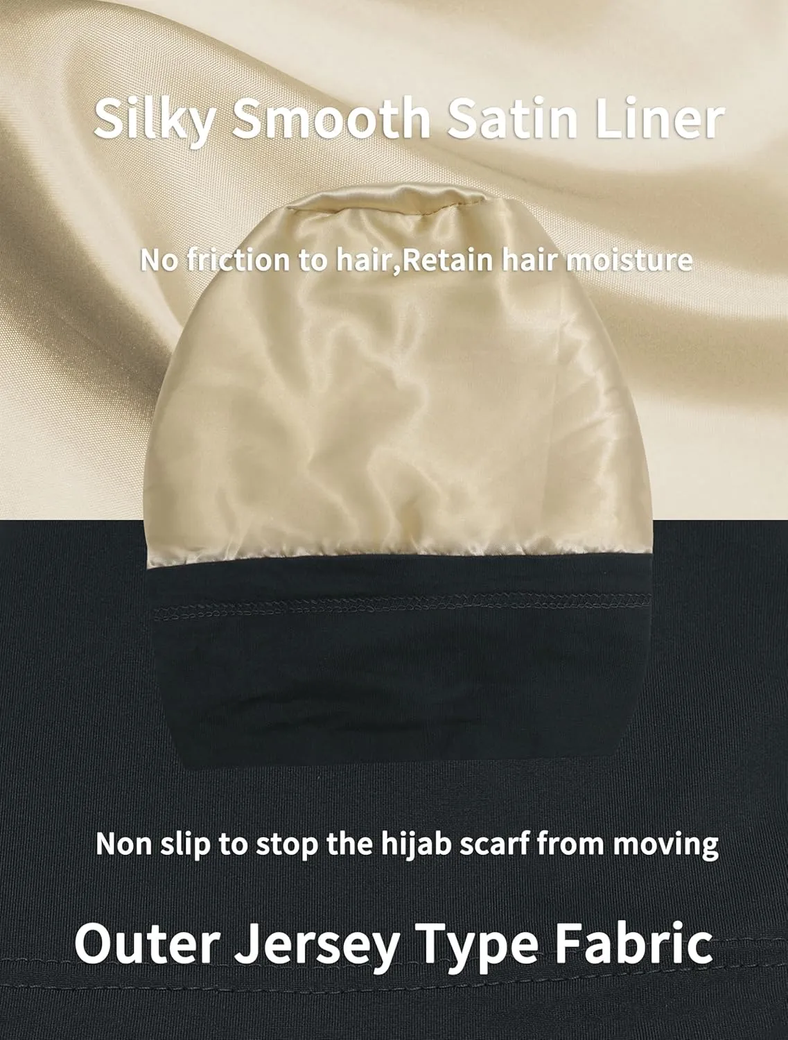 ZLYC Satin Lined Hijab Cap for Women Tie Back Hijab Undercap Inner Underscarf Hat