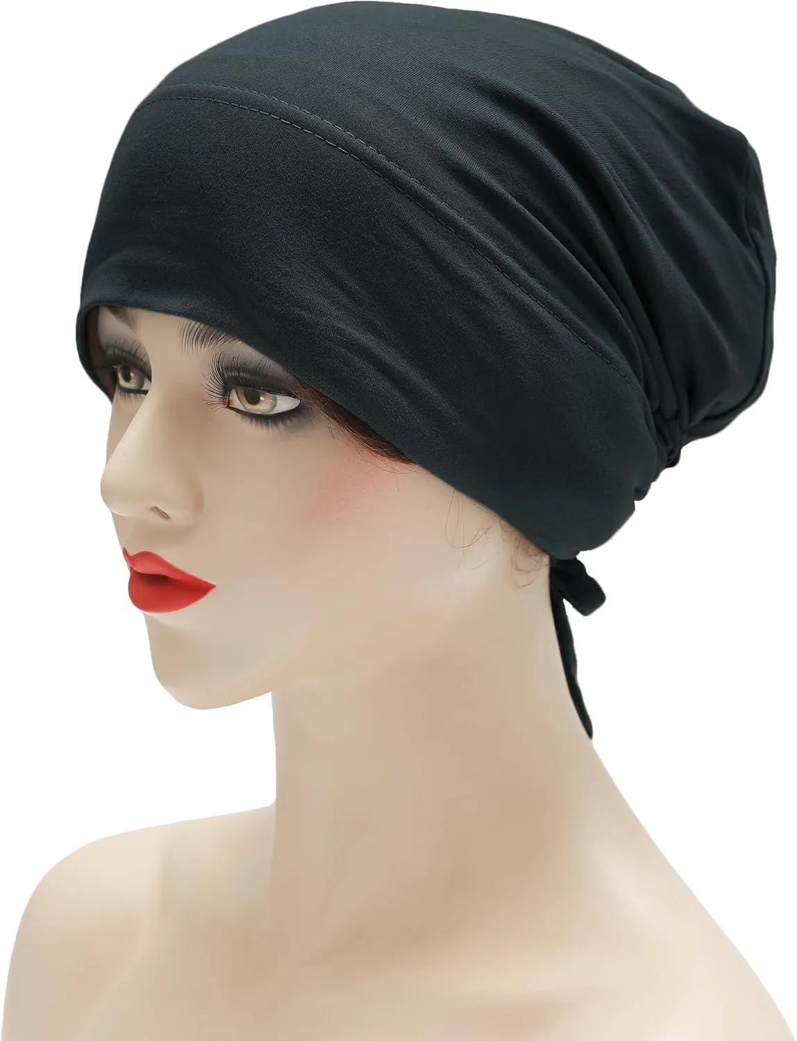 ZLYC Satin Lined Hijab Cap for Women Tie Back Hijab Undercap Inner Underscarf Hat